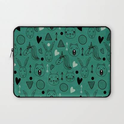 Crazy Corner Cute Unicorn & Bunny Printed MacBook Pro 13 Inch Laptop Sleeve/Laptop Case Cover with Shockproof & Waterproof Linen On All Inner Sides | Apple MacBook Pro Laptop Sleeve | Canvas Waterproof Laptop Sleeve/Cover