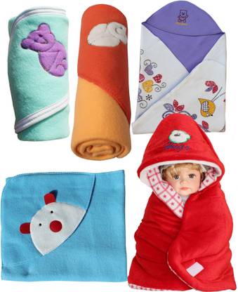 My New Born Cartoon Single Hooded Baby Blanket for AC Room