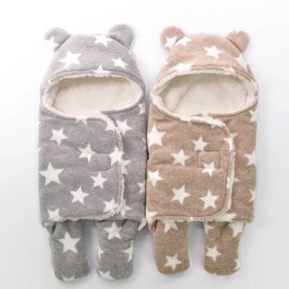 BRANDONN Polka Single Hooded Baby Blanket for  Mild Winter