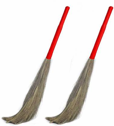 Vikram Strong Grass Broom Stick for Cleaning Floor (Strong, Multicolor)Pack of 2 Plastic Wet and Dry Brush