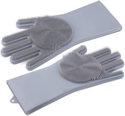 Paradox Reusable Rubber Silicon Household Safety Wash Scrubber Heat Resistant P90 Wet and Dry Disposable Glove