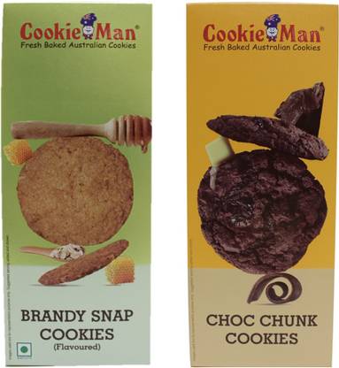 Cookieman Choc Chunk + Brandy Snap Cookies - 120g packs - pack of 4 Cookies Biscuit