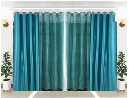 Gantavya 274 cm (9 ft) Tissue Semi Transparent Long Door Curtain (Pack Of 4)