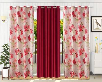 Gantavya 153 cm (5 ft) Window Polyester Semi Transparent Curtain (Pack Of 3)