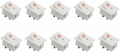 Electronic Spices Mini Rocker Switch White 2 Pin SPST ON-OFF 250V PACK OF 10 Electronic Components Electronic Hobby Kit