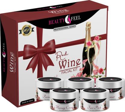 Beauty Feel Red Wine Facial kit, Diamond Professional Series facial for Glowing Skin for Fairness, skin glow and whitening