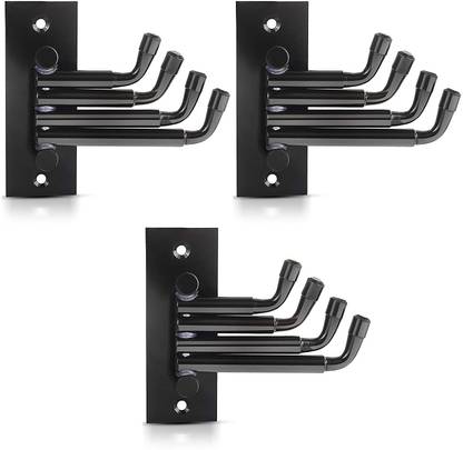 DOCOSS Pack of 3-Stainless Steel Wall Hooks Black 4 Pin Flexible Wall Hangers /Cloth Hooks Hanger Wall Hook Door Wardrobe Hooks for Hanging Keys,Clothes,Towel Steel Hook Swivel Hook 4