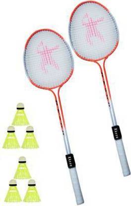 labh traders rk son Badminton Racquet Set Of 2 Piece With 6 Piece Nylon Shuttle Badminton Kit