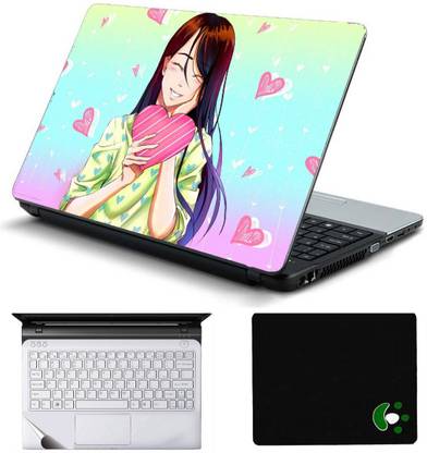Mitram 3in1 Laptop Accessories Combo 15.6 Inch Cute Girl laptop Skins Stickers, Mouse Pad and Palmrest Skin for HP-DELL-Lenovo-Asus-Acer Laptops || Notebooks Combo Set