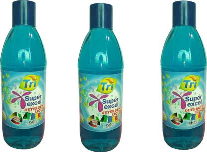 Tri Super Excel Detergent Liquid 1 ltr (Pack of 3) Floral Liquid Detergent