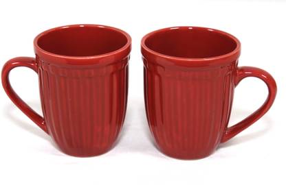 BLAKITO Maroon Colour Design Coffee (Set of 2) Ceramic Coffee Mug