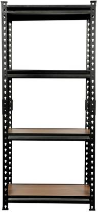 kizzi BoltLess Adjustable 4-Shelf Shelving Unit Storage Rack Utility Rack Garage Shelves Display Rack Steel Boltless Rivet Rack Iron Wall Shelf