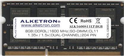Alketron Black Unicorn Series DDR3 8 GB (Dual Channel) Laptop, Mac (8GB DDR3L RAM (Memory) 1600MHz - CL11 | SODIMM | PC3L-12800s | for Standard & Gaming Laptops/Notebook/MAC)