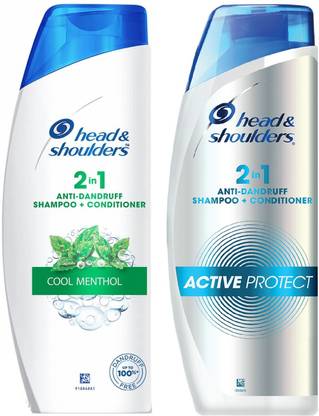 HEAD & SHOULDERS Anti Dandruff 2 in 1 Shampoo + Conditioner Cool Menthol & Active Protect Each 340ml Pack Of 2