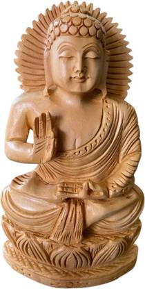 Om Shiv Wooden goutam budha murti 8 inch Decorative Showpiece  -  20 cm