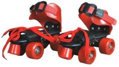 NAVRANGI Quad Roller Skates with front break adjustable size for kids age 5-12 years Quad Roller Skates - Size 5-12 UK (Red) Quad Roller Skates - Size 5-12 UK (Red) Quad Roller Skates - Size 5-12 UK