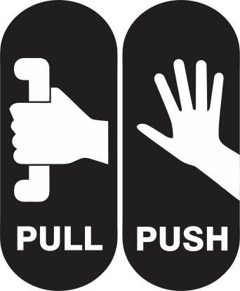 PULL PUSH Door Stickers Window Self Adhesive Graphic Waterproof Etch Effect