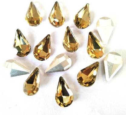 Atifa embroidery material 7x12mm drop shape golden shadow glass stone for embroidery, craft and jewellery making(100 pieces)