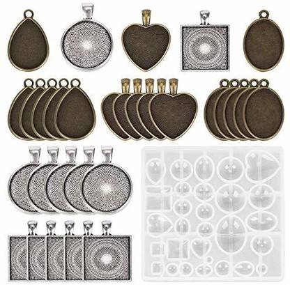 TREXEE Resin Jewelry Mould Sets, Resin Casting Mould Set Resin Casting Molds Silicone Jewelry Casting Mould DIY Making Tool Crafting Pendant Earrings Silicone Resin Jewelry Casting Molds for Pendant Crafting DIY Jewelry Gift Making