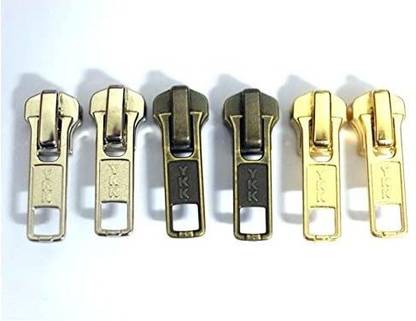 YKK 5 Lock Zipper Slider Metal Teeth Antique Mix Color Replace Part (6 Sliders)