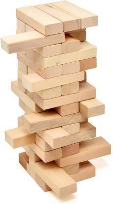 Montreal Timber Tower Wooden Block Stacking Game, 48 Piece Classic Wooden Blocks for Building, Toppling and Tumbling Games,Jenga Game Deluxe Stacking Game Jenga Game (Brown)