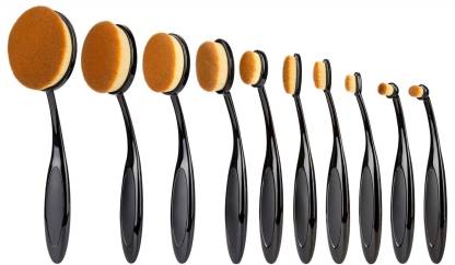 FOK Premium Quality Oval Makeup Brush 10 Pc Set Foundation Brush Powder Brush kit
