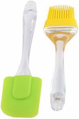 mega star Silicone Spatula and Brush Set for Pastry, Cake Mixer, Decorating, Cooking, Baking, Silicone Spatula And Pastry Brush Set (Multicolour) silicon Flat Pastry Brush (Pack of 2) silicon Flat Pastry Brush