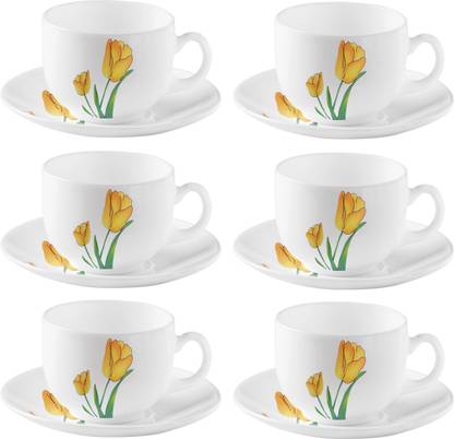 LAOPALA Pack of 12 Opalware 160ml Iris TP cup & saucer Set