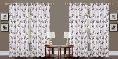 Nikunj Fabs 274.32 cm (9 ft) Polyester Semi Transparent Long Door Curtain (Pack Of 4)