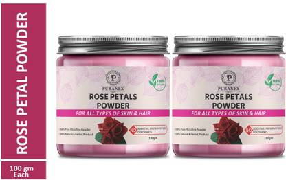 puranex 100% Natural & Pure Rose Petals Powder For Pinkish, Soft, Pimple free, Extra Glowing & Shiny, Deep Cleansing, Skin Face Pack 200 GM (Pack of 2) 100 GM Each