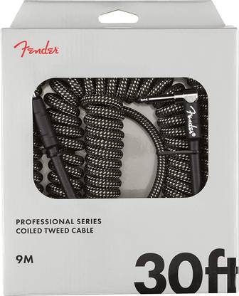 FENDER Pro Coil Cable 30' - Grey Tweed FEN*0990823048 Double Angled TRS Patch Cable