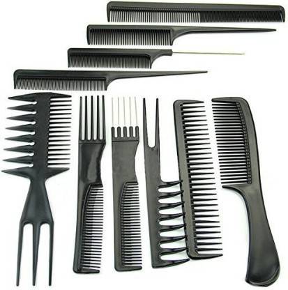 Shopeleven Hair Combs, Professional Hair Comb Set For Saloon And Home Use, Black W7