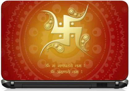 Advik Arts Swastik Om Ganpatye Vinyl Reusable Laptop Skin Compatible for 15.6 inch