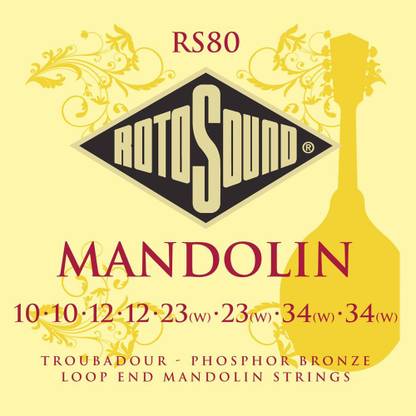 Rotosound RS80 Troubadour Phosphor Bronze Loop End 8 String Mandolin Strings Mandolin String