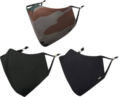 MASQ 4 Layer Protective, 100% Cotton Cloth Face Mask Combo for Men with Ear Loops Camouflage_Combo_Large_03 Reusable, Washable Cloth Mask