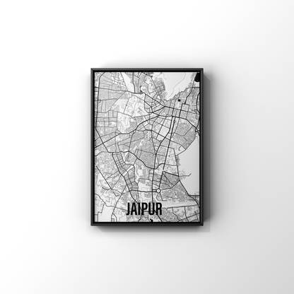 Jaipur City Map Poster A3 Size Premium glossy Finish with Frame Paper Print