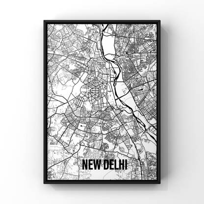 New Delhi Map Poster A2 Size Premium glossy Finish with Frame Paper Print
