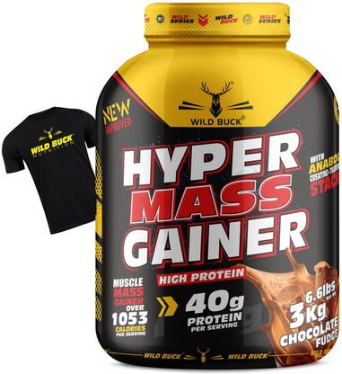 WILD BUCK Hyper Mass Gainer With Power Of Creatine, Taurine For Hardcore Muscle Growth Weight Gainers/Mass Gainers