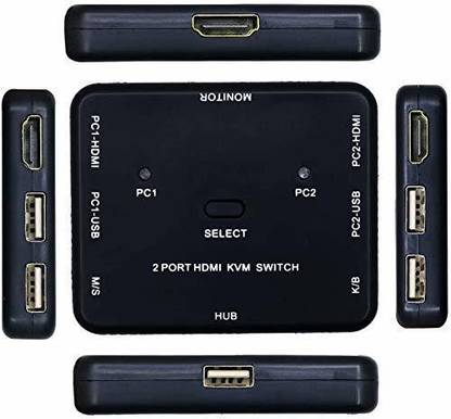 coolcold HDMI KVM Switch 2 Ports Share 2 Computers CPU with One Monitor 2x1 USB KVM Metal Switch Support UHD,4K@30Hz, Support Wire Keyboard and Mouse Media Streaming Device
