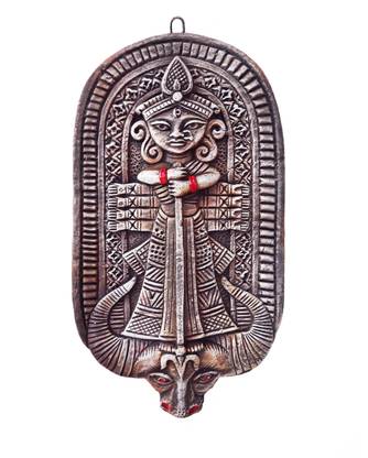Kuthkrit | Goddess Durga | Terracotta Idol | Home Decoration | Handicraft | Wall Hanging Decorative Showpiece - 22.6 cm