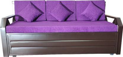 ROYAL METAL FURNITURE Queen Size 3 Seater Double Metal Pull Out Sofa Cum Bed