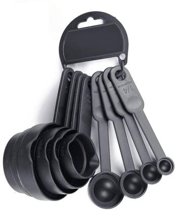 Hb Mall India 8 Pieces Plastic Baking Measurement Set 4 Measuring Cups and 4 Spoons with Double Pour Sides Plastic Measuring Spoon Set