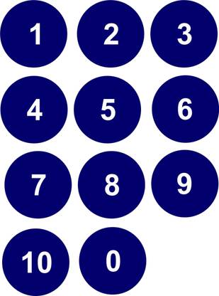 ZEDEF 7.62 cm 123 Number 0 to 10 Round Self adhesive sticker Self Adhesive Sticker