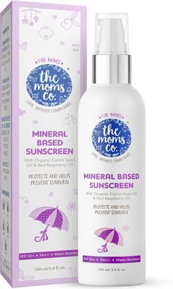 The Moms Co. Sunscreen - SPF 50 PA++ Mineral Based Sunscreen | Carrot Seed & Red Raspberry Oil | SPF 50+ | Non Greasy