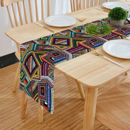 HOMADORN Multicolor 152 cm Reversible Table Runner
