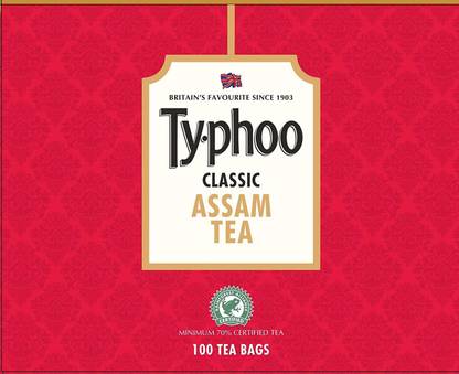 typhoo Classic Assam Tea 100 Tea Bags Black Tea Bags Box