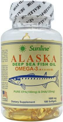 sunline alaska Deep Sea Fish Oil Omega 3 - 100 Softgels, 1000 Mg