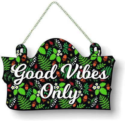 Printjas Welcome Sign Board for Home Good Vibes Only Printed Wall Hanging 30x20 cm - Sign Board for Living Room/Home/Office/Garden, Designer Gift for Family, Friends, Housewarming Gift Idea