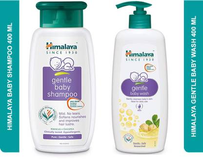 HIMALAYA Baby Shampoo and Baby Wash Combos | Baby's first bath (400ml+400ml)