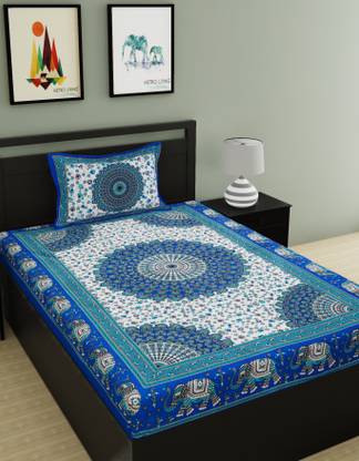 Flipkart SmartBuy 104 TC Cotton Single Printed Flat Bedsheet